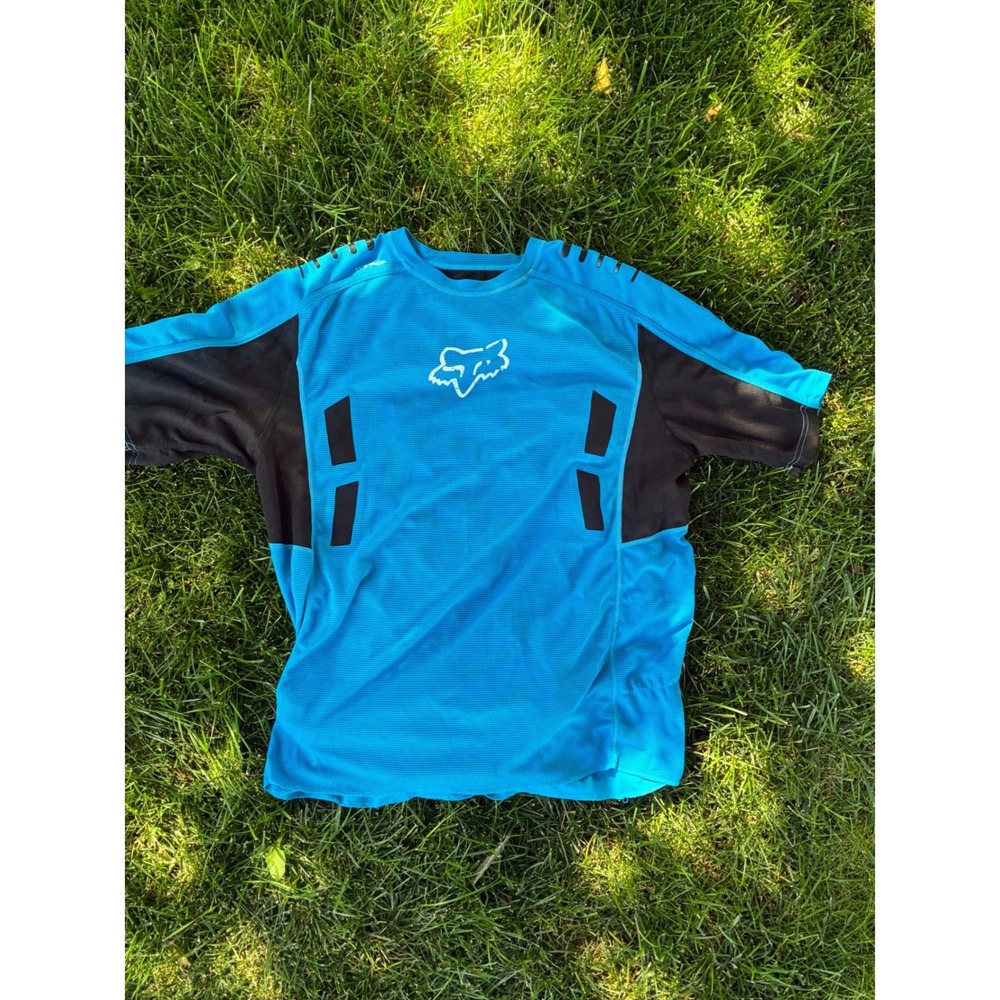 Fox Racing Attack Cycling Jersey Mens XL Blue Black Short Sleeve MTB Motocross